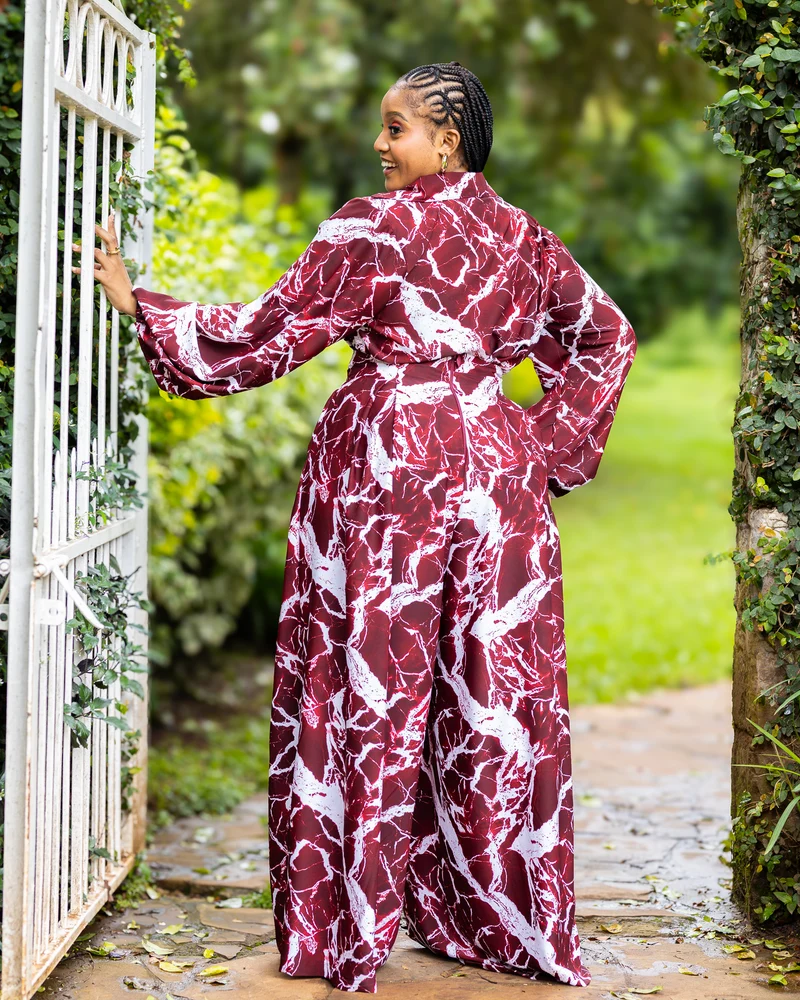 Lela Two Piece Set - Burgundy / White