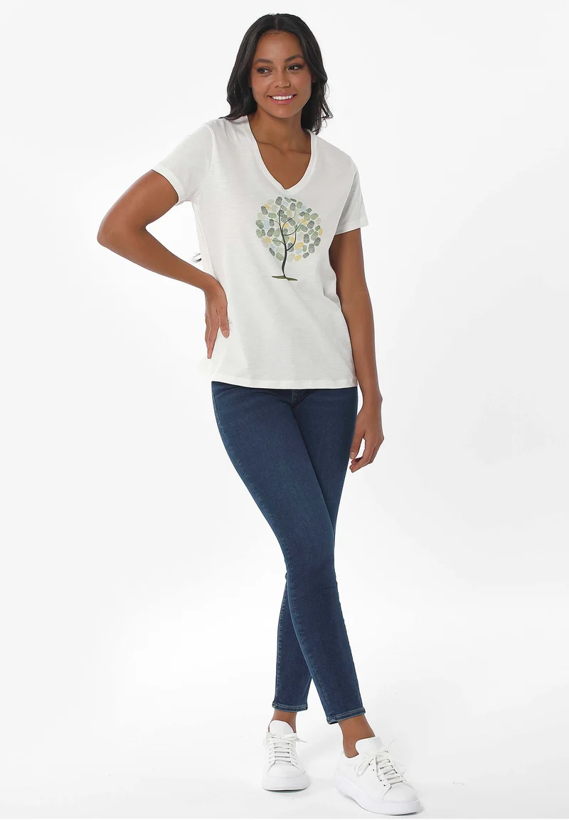 T-Shirt aus Bio-Baumwolle mit Baum-Print