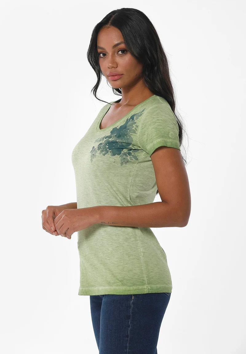 Garment Dyed T-Shirt aus Bio-Baumwolle mit Print