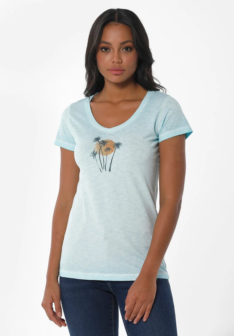 Garment Dyed T-Shirt aus Bio-Baumwolle mit Print