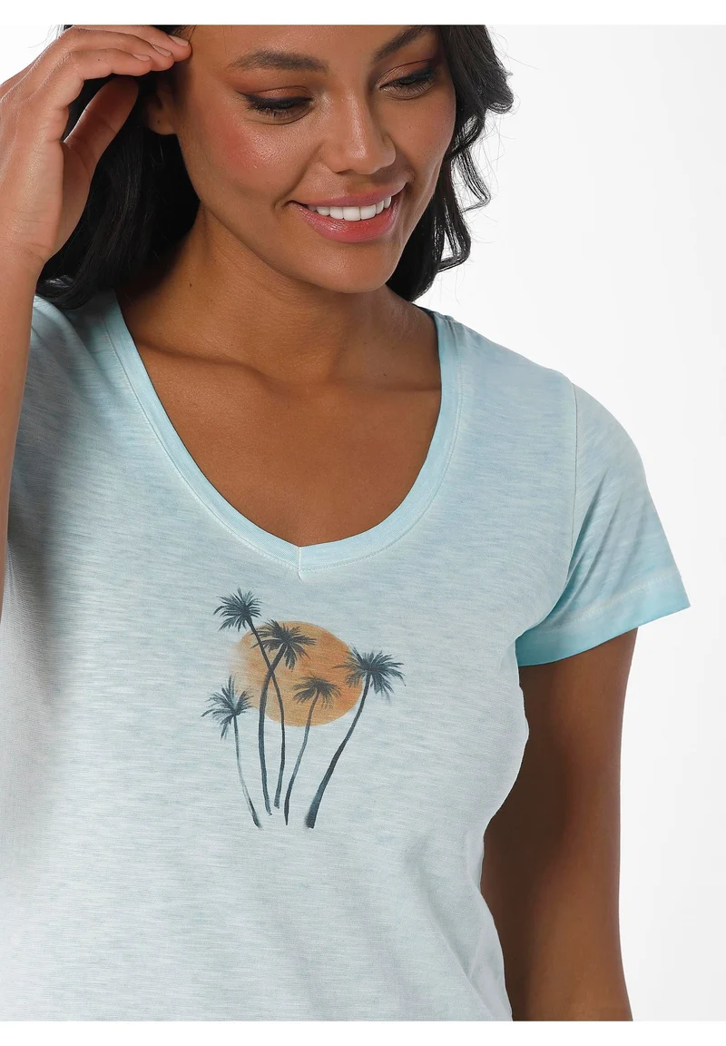 Garment Dyed T-Shirt aus Bio-Baumwolle mit Print