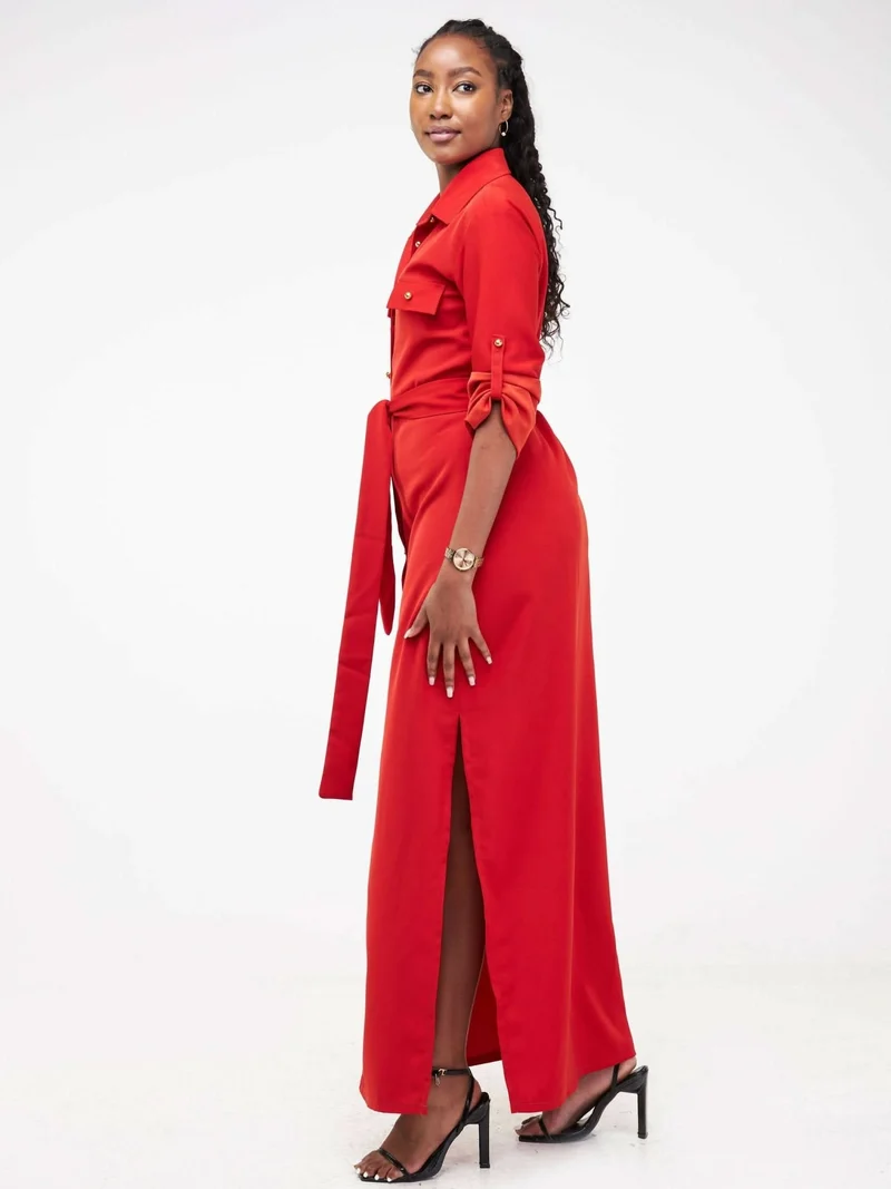 WSC Pambo Siri Studio Maxi Shirt Dress - Rust