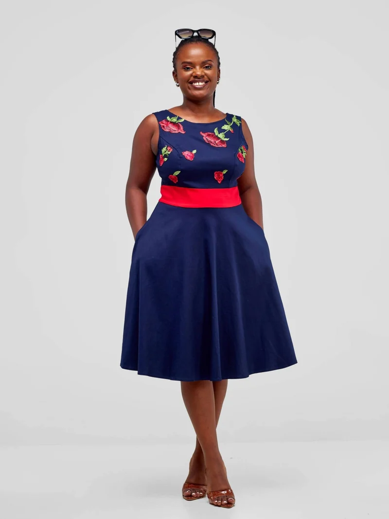 WSC Pambo Immaculate Chic Skater Dress - Navy Blue