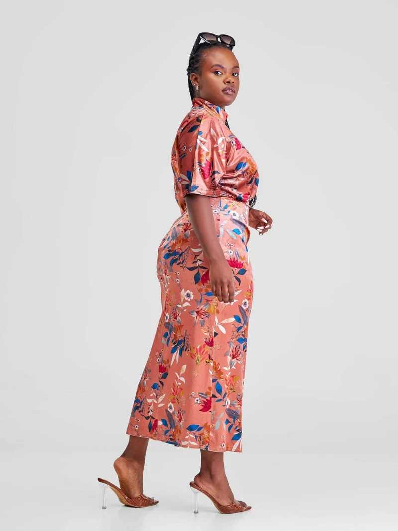 WSC Pambo Immaculate Chic Pencil Midi Dress - Rust