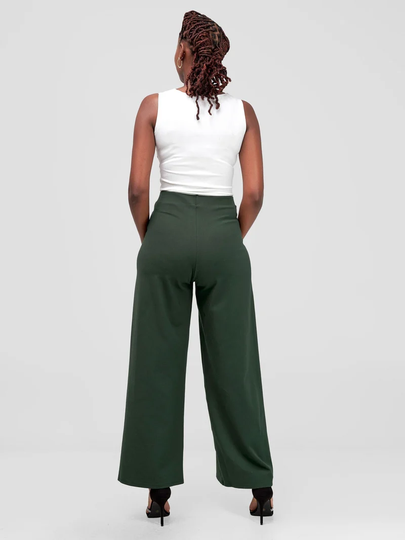 Vivo Upe Wide Leg Pants in Ponte - Dark Green
