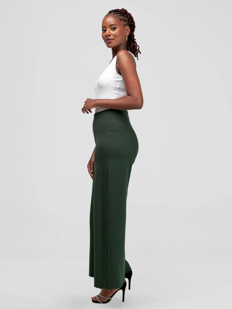 Vivo Upe Wide Leg Pants in Ponte - Dark Green