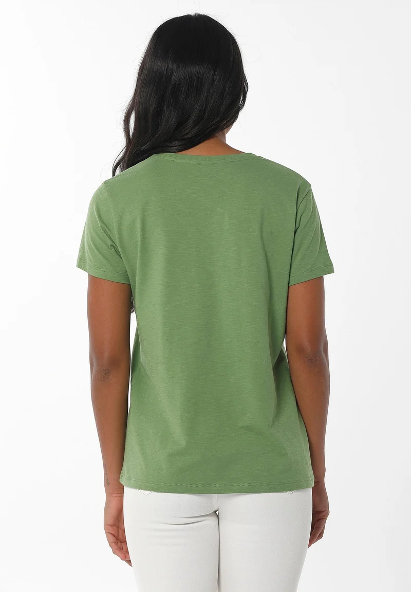 Basic T-Shirt aus Bio-Baumwolle mit V-Ausschnitt