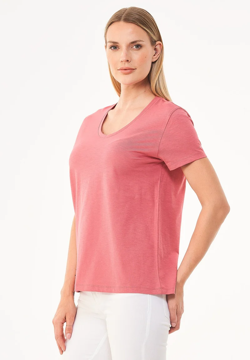 Basic T-Shirt aus Bio-Baumwolle mit V-Ausschnitt