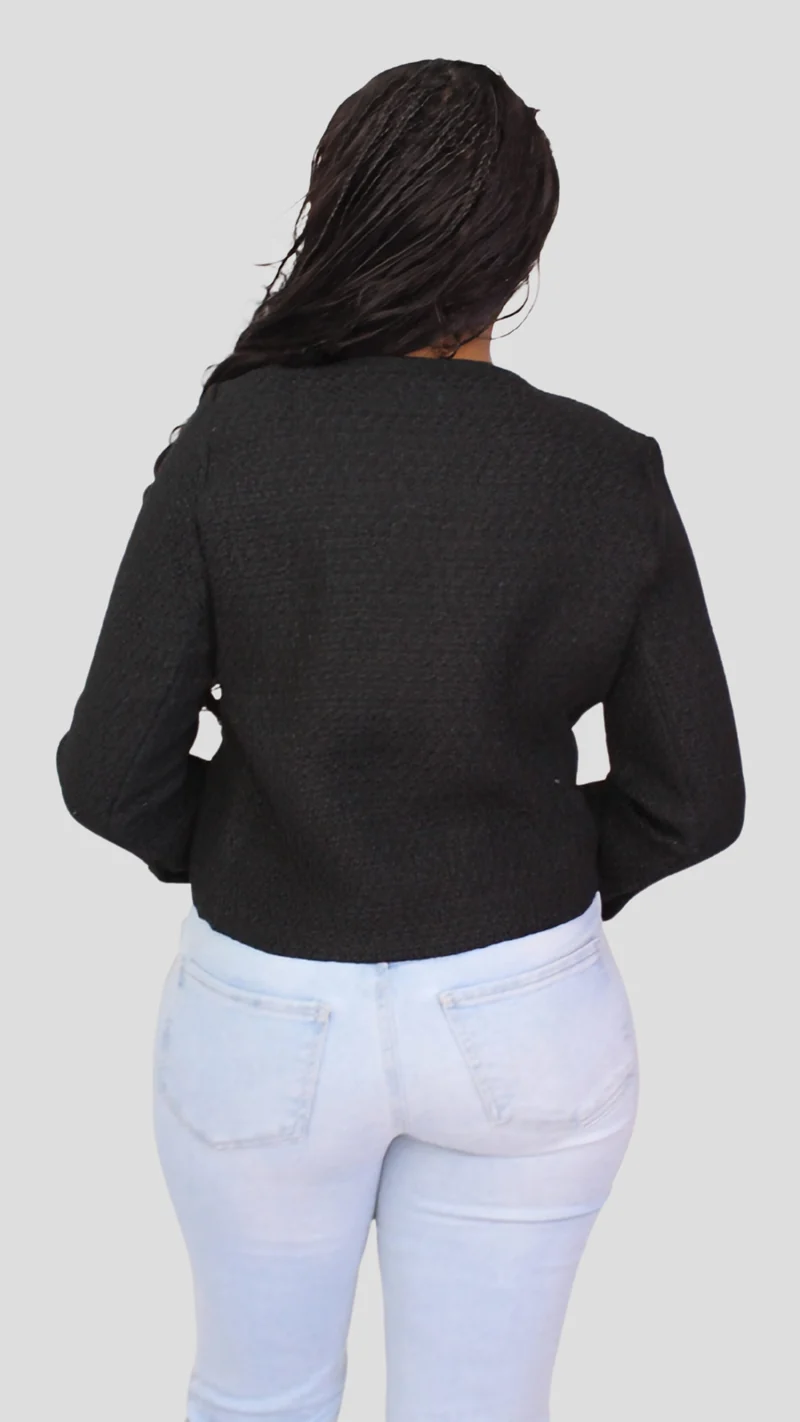The Fashion Frenzy Elan Buttoned Jacket - Black