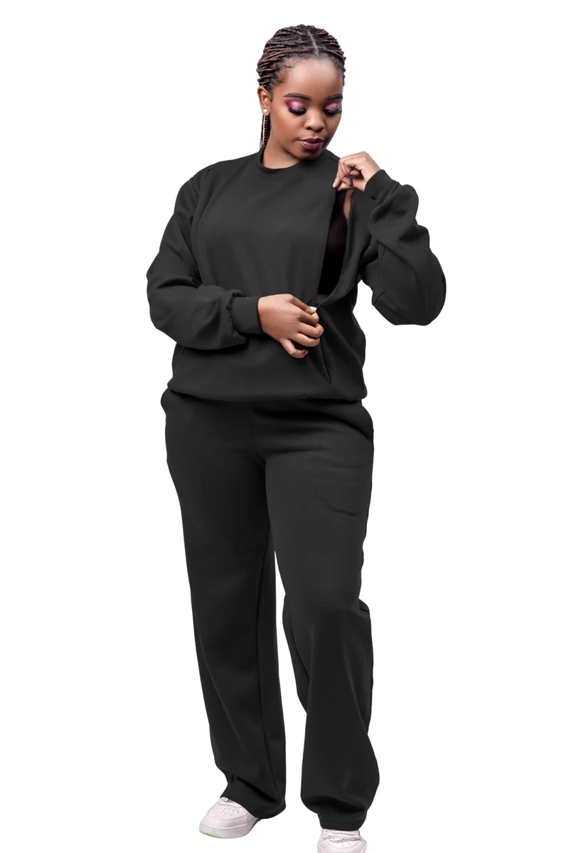 Navaa Collection 2-Piece Set, Sweatshirt and Pants - Black (Breastfeeding-friendly)