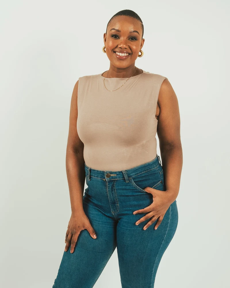 Vivo X This Is Essential Sleeveless High Neck Bodysuit - Taupe