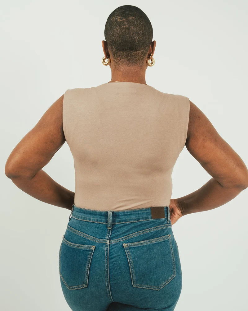 Vivo X This Is Essential Sleeveless High Neck Bodysuit - Taupe