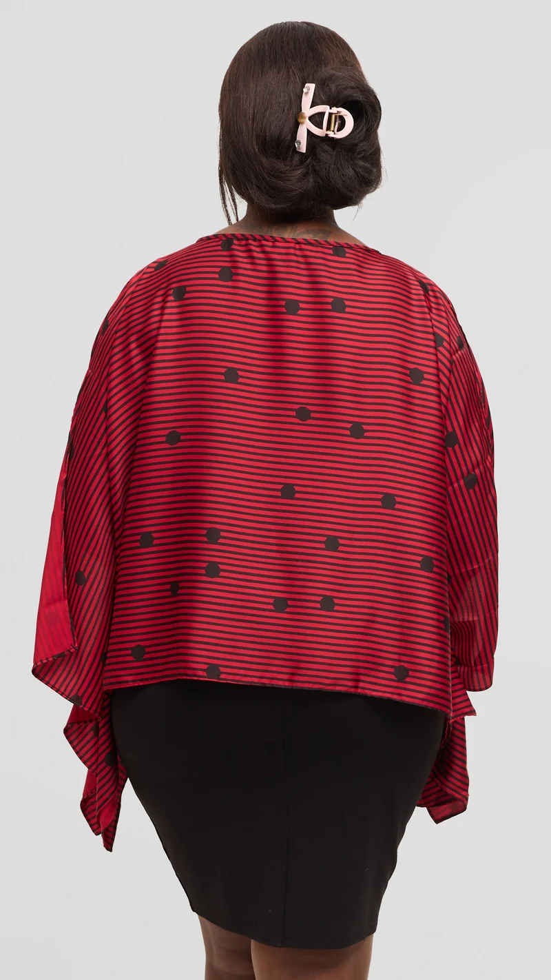 Vivo Wide Top in Satin - Red / Black Polstripes