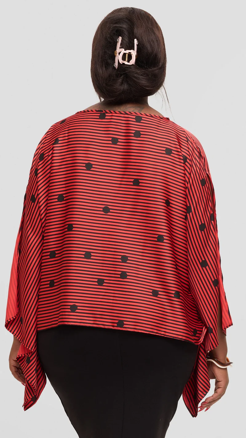 Vivo Wide Top in Satin - Orange / Black Polstripes