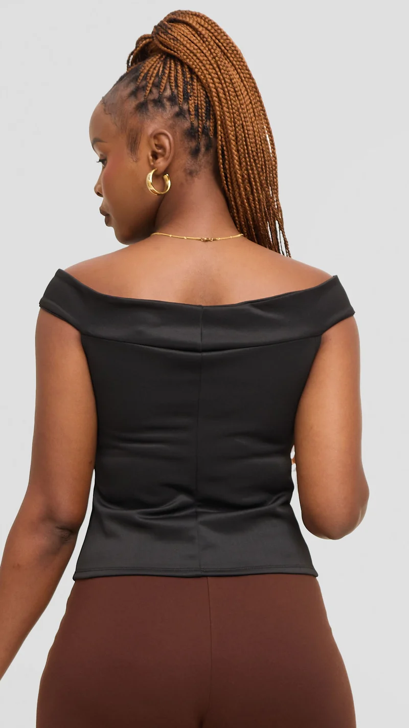Vivo Boat Neck Top in Scuba - Black