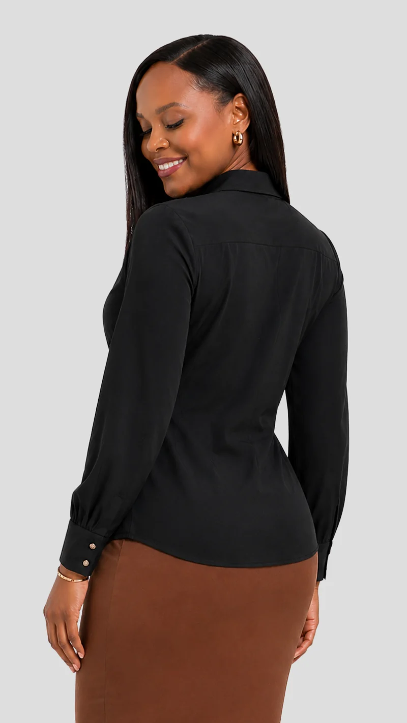 The Fashion Frenzy Front Belt Blouse - Black