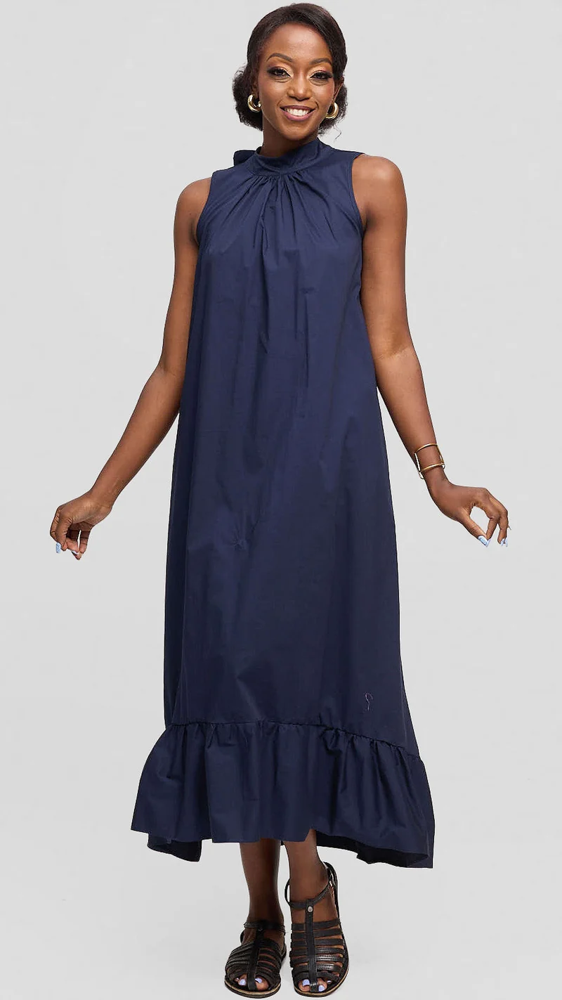 Safari by Vivo Samira Maxi Dress in Cotton - Navy