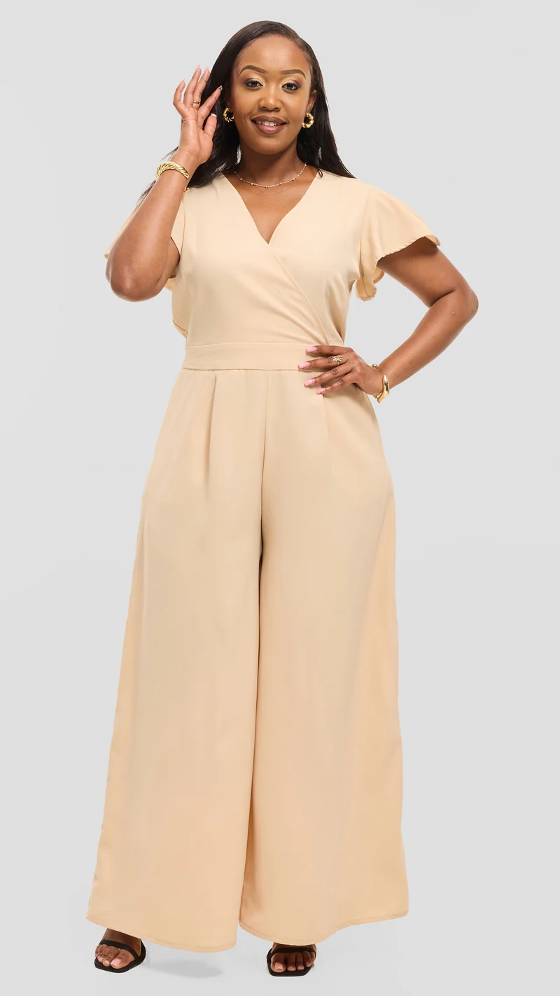 Ela Wide-Leg Jumpsuit - Nude
