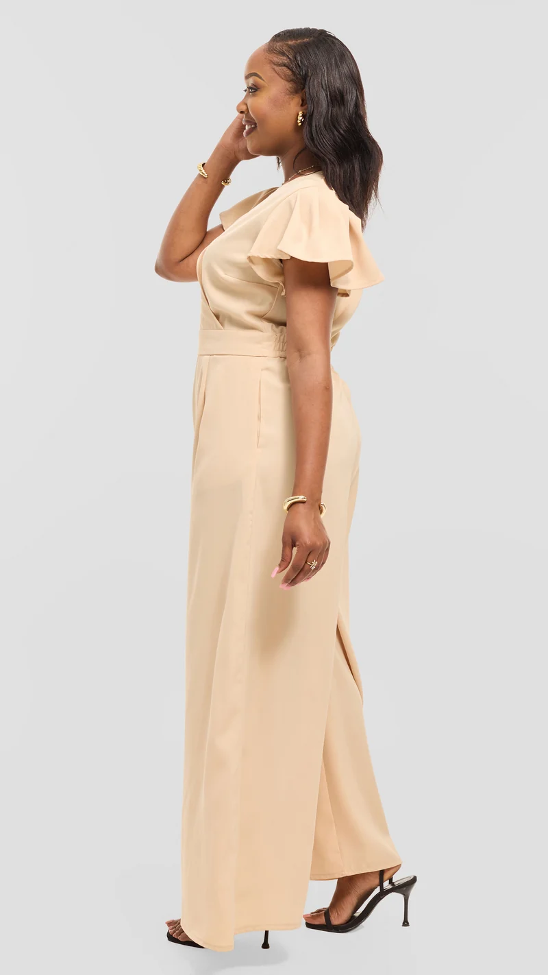 Ela Wide-Leg Jumpsuit - Nude