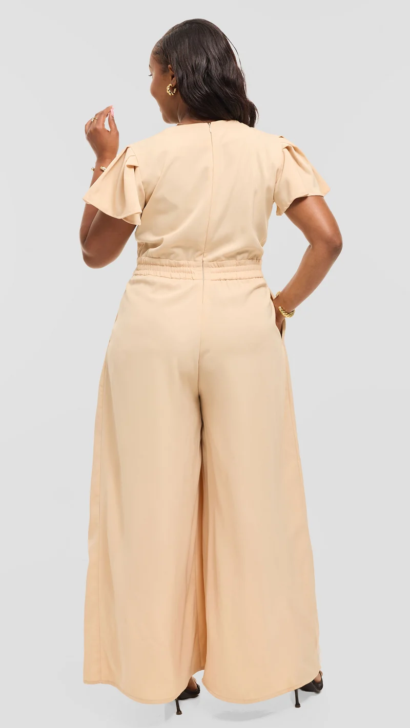 Ela Wide-Leg Jumpsuit - Nude