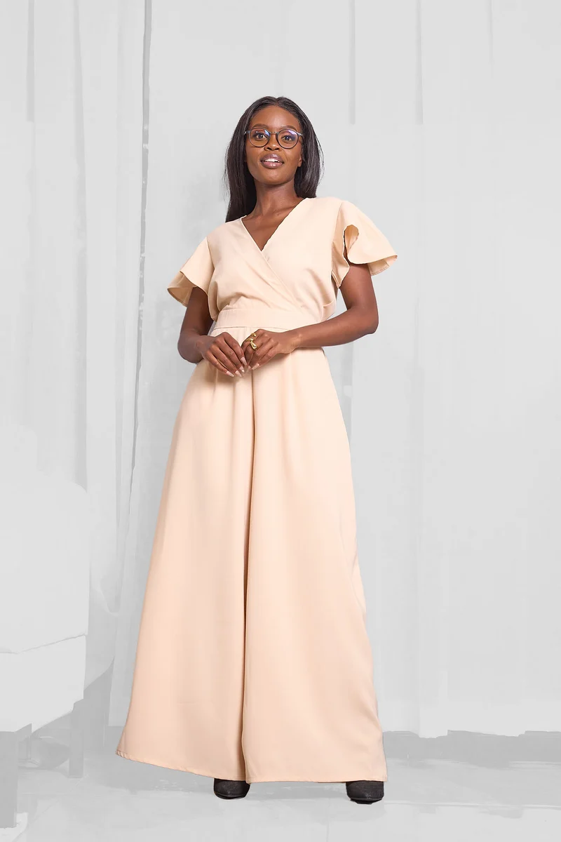 Ela Wide-Leg Jumpsuit - Nude