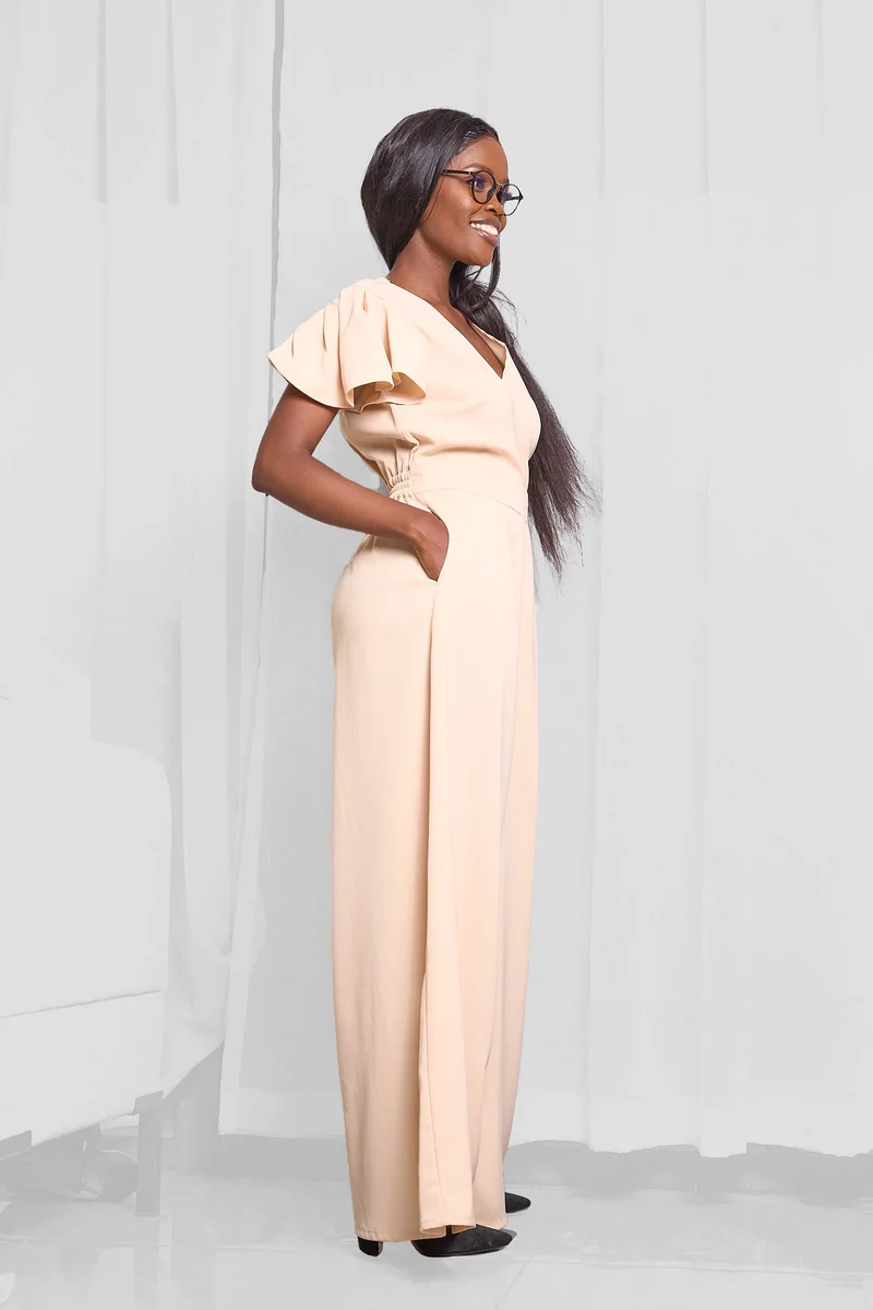 Ela Wide-Leg Jumpsuit - Nude