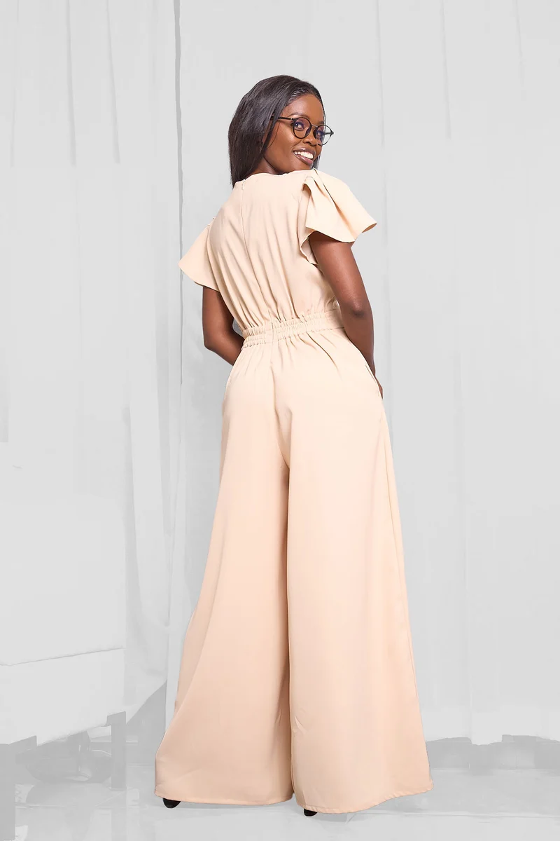 Ela Wide-Leg Jumpsuit - Nude