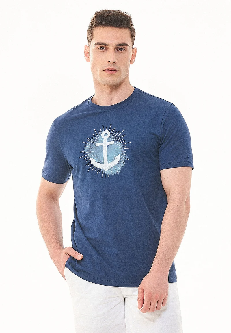 T-Shirt aus Bio-Baumwolle mit Anker-Print