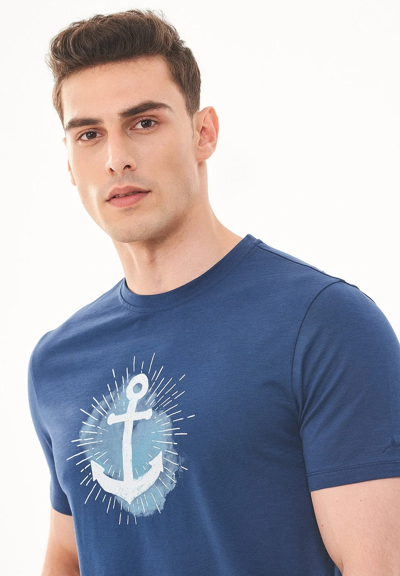 T-Shirt aus Bio-Baumwolle mit Anker-Print