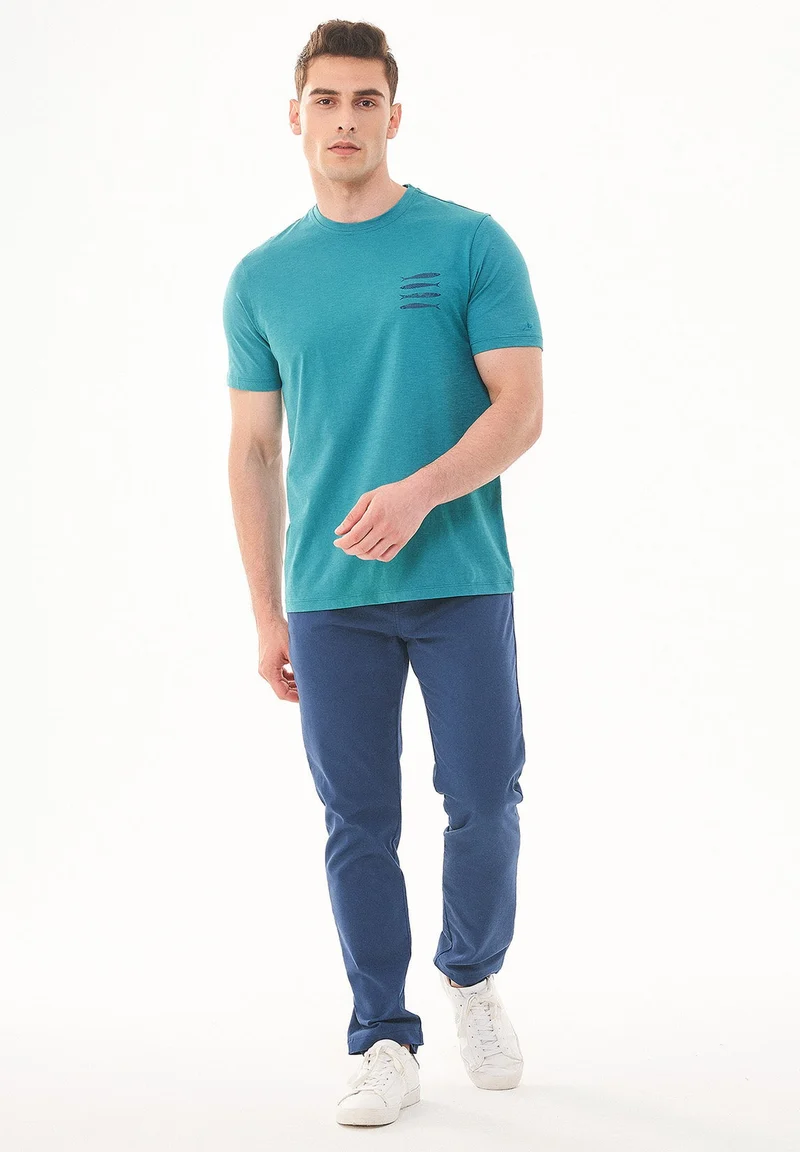 T-Shirt aus Bio-Baumwolle mit Fisch-Print