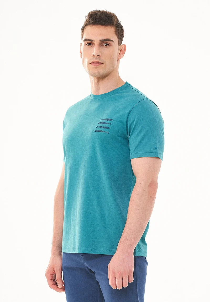 T-Shirt aus Bio-Baumwolle mit Fisch-Print