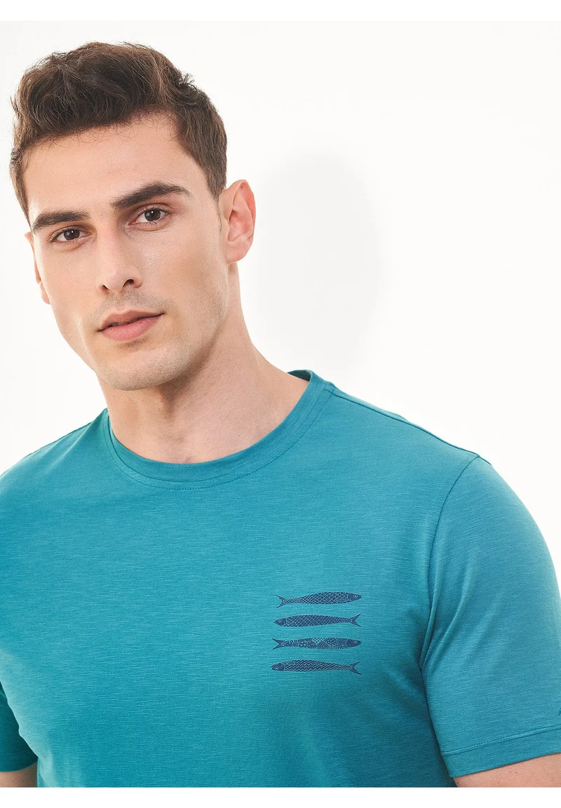 T-Shirt aus Bio-Baumwolle mit Fisch-Print