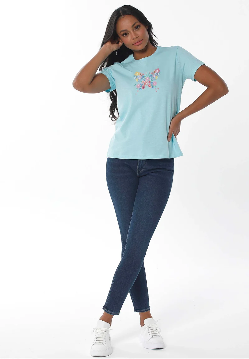 T-Shirt aus Bio-Baumwolle mit Falter-Print