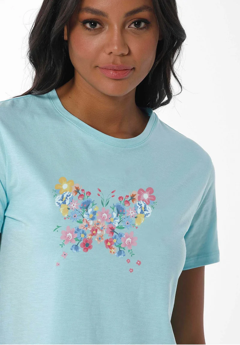 T-Shirt aus Bio-Baumwolle mit Falter-Print