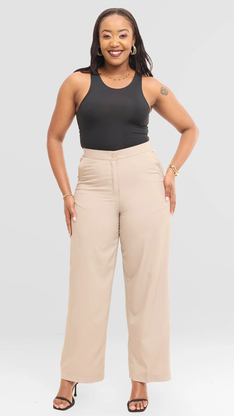 The Sandstone Onyx Pallazo Trouser - Beige