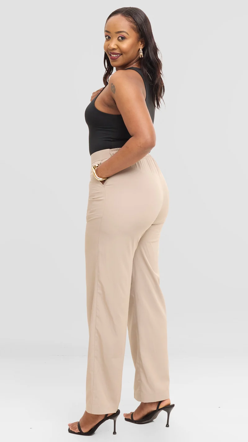 The Sandstone Onyx Pallazo Trouser - Beige