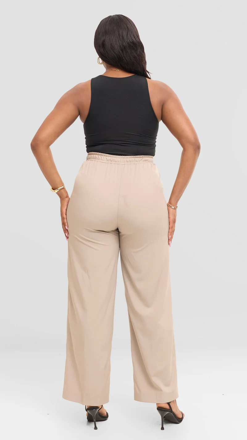 The Sandstone Onyx Pallazo Trouser - Beige