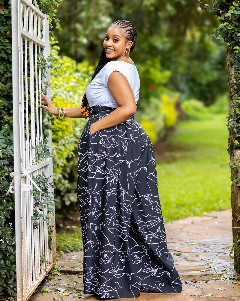 African Yuva Lela Palazzo Pants - Black / White
