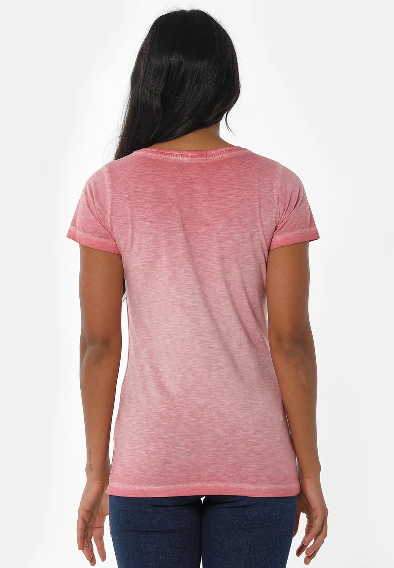 Garment Dyed T-Shirt aus Bio-Baumwolle mit Blume-Print