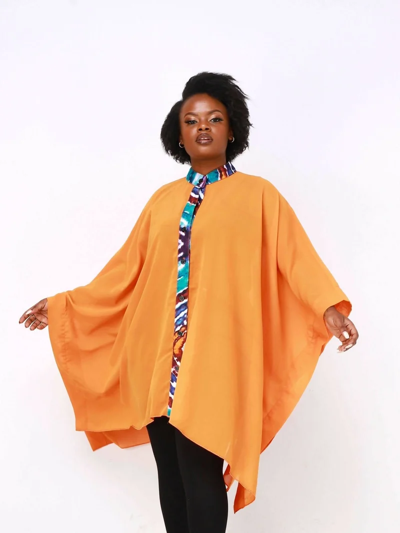 WSC Pambo DD Eclectic Boubou Chiffon Top - Orange