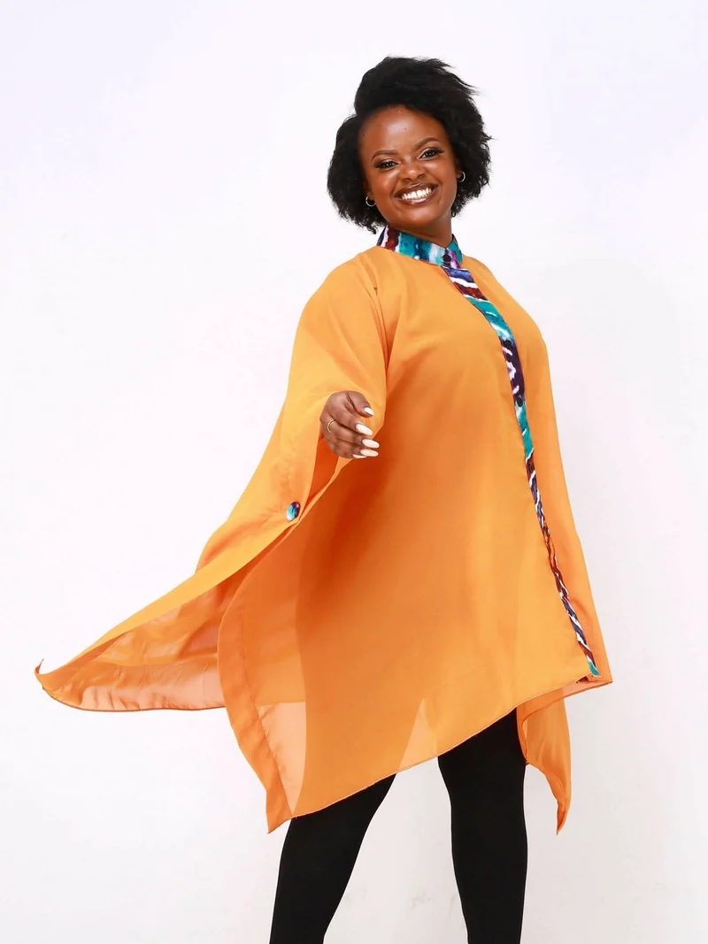 WSC Pambo DD Eclectic Boubou Chiffon Top - Orange