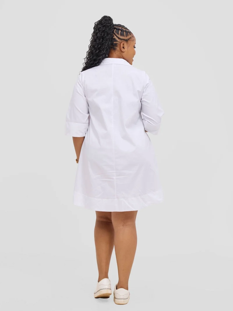 Safari Mansi Wide Hem Tent Dress in Cotton - White