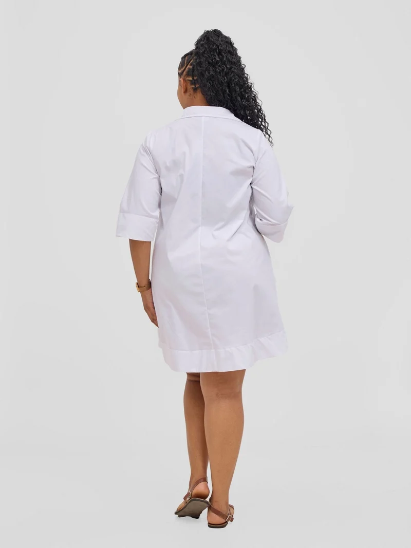 Safari Mansi Wide Hem Tent Dress in Cotton - White