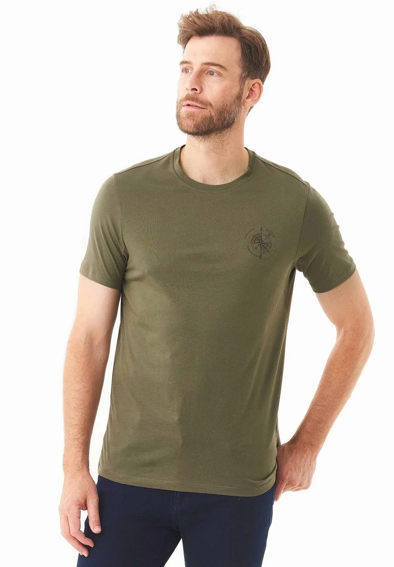 T-Shirt aus Bio-Baumwolle mit Kompass-Print