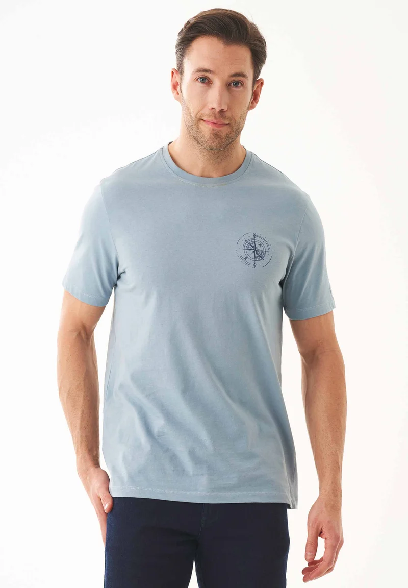 T-Shirt aus Bio-Baumwolle mit Kompass-Print