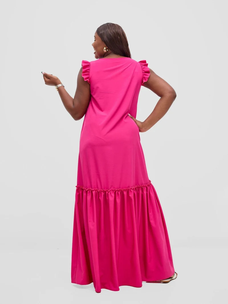 Vivo Nasinka V-Neck Maxi Dress - Fuschia
