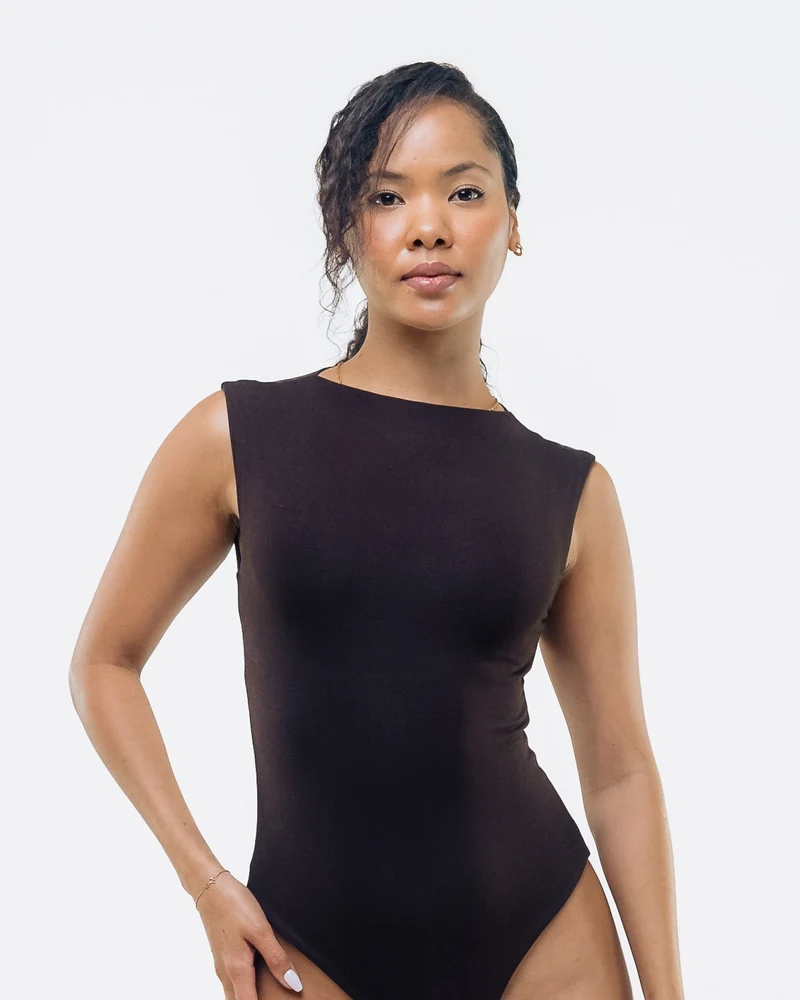 Vivo X This Is Essential Sleeveless High Neck Bodysuit - Chocolate