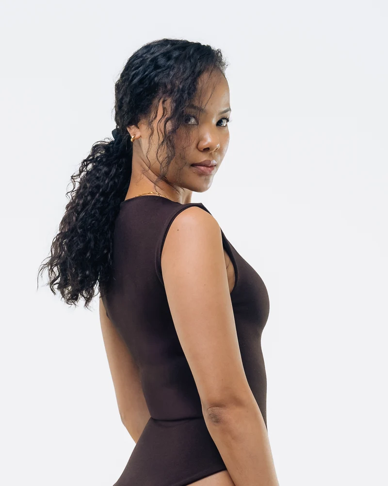 Vivo X This Is Essential Sleeveless High Neck Bodysuit - Chocolate