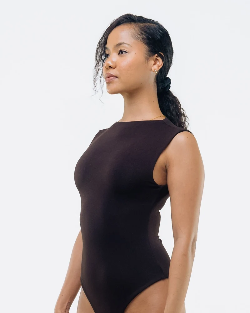 Vivo X This Is Essential Sleeveless High Neck Bodysuit - Chocolate