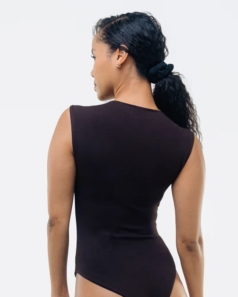 Vivo X This Is Essential Sleeveless High Neck Bodysuit - Chocolate